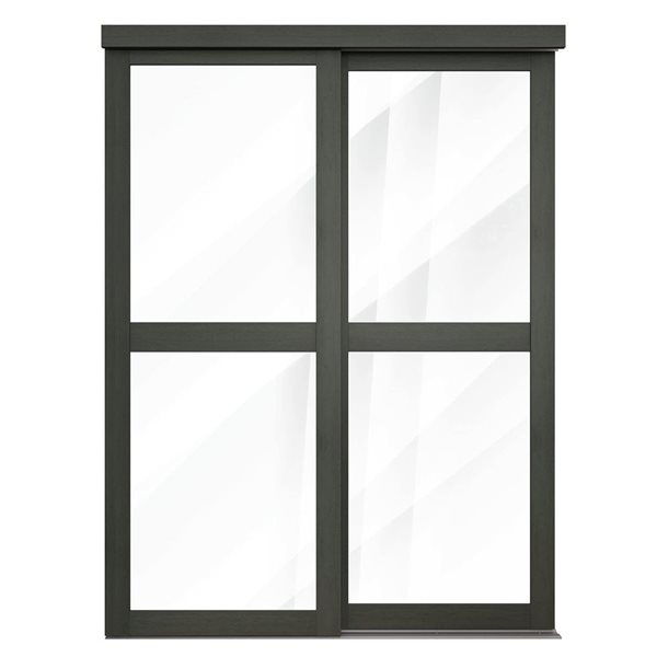 MenCraft 48 x 80-1/2-in Urban Grey 2-Lite Clear Mirror Sliding Door