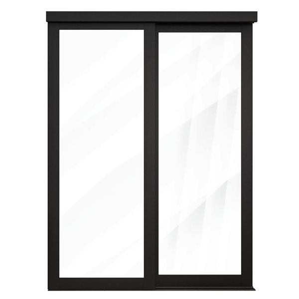 MenCraft 48 x 80-1/2-in Black 1-Lite Clear Mirror Sliding Door
