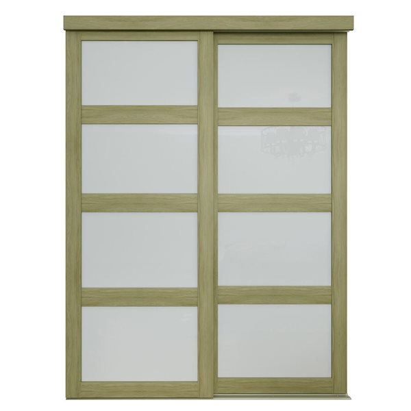 MenCraft 48 x 80-1/2-in Sesame 4-Lite Opaque Frosted Glass Sliding Door