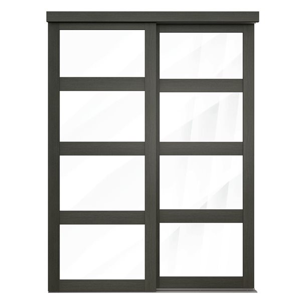 MenCraft 48 x 80-1/2-in Urban Grey 4-Lite Clear Mirror Sliding Door