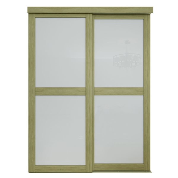 MenCraft 48 x 80-1/2-in Sesame 2-Lite Opaque Frosted Glass Sliding Door