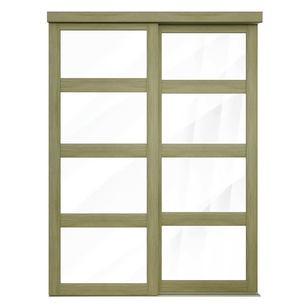 MenCraft 48 x 80-1/2-in Sesame 4-Lite Clear Mirror Sliding Door