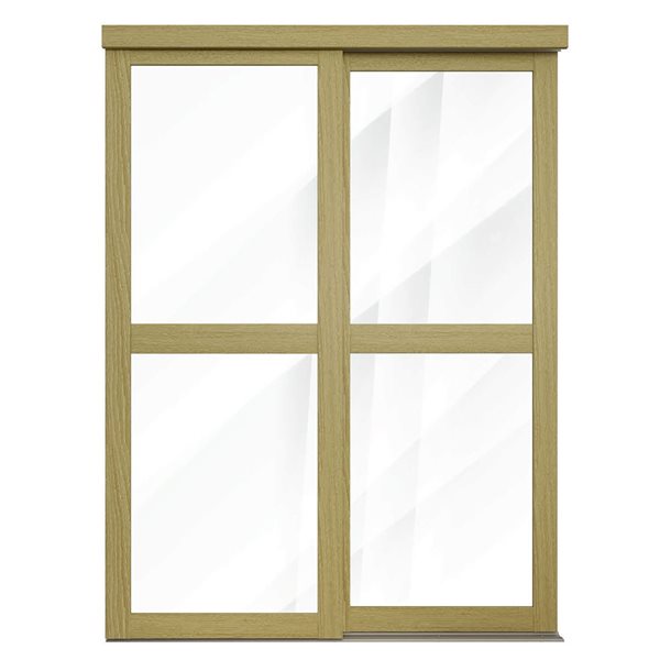 MenCraft 48 x 80-1/2-in White Oak 2-Lite Clear Mirror Sliding Door