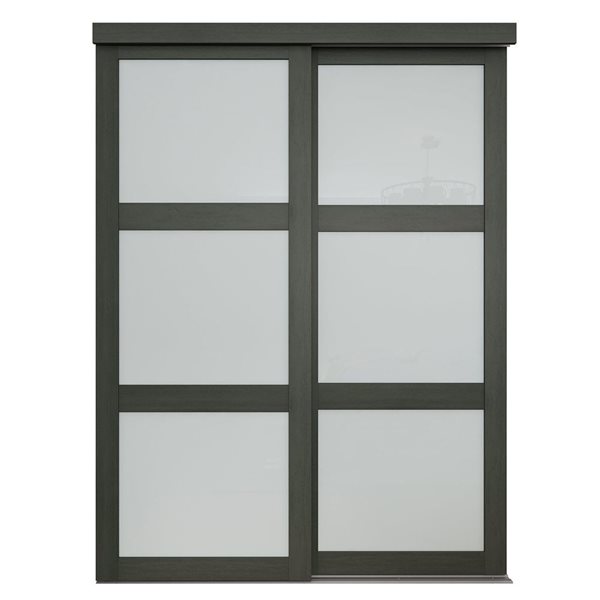 MenCraft 48 x 80-1/2-in Urban Grey 3-Lite Opaque Frosted Glass Sliding Door