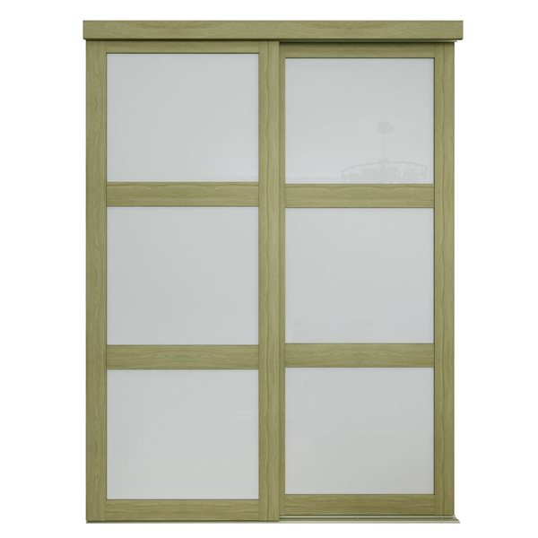 MenCraft 48 x 80-1/2-in Sesame 3-Lite Opaque Frosted Glass Sliding Door