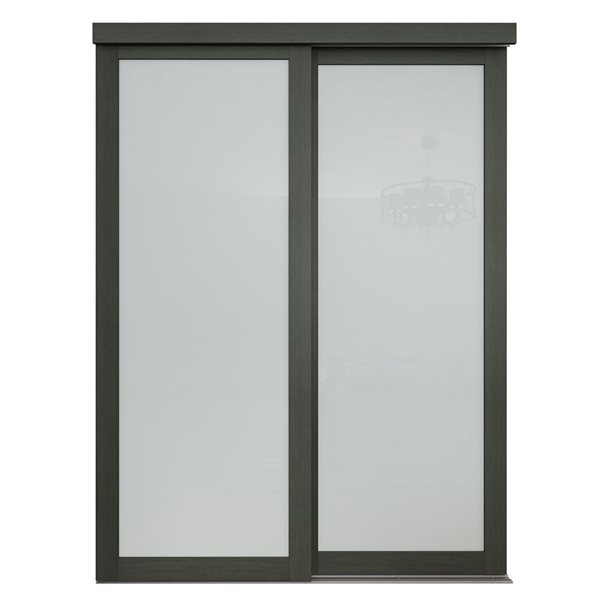 MenCraft 48 x 80-1/2-in Urban Grey 1-Lite Opaque Frosted Glass Sliding Door