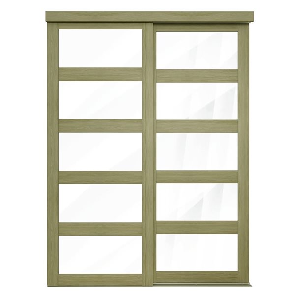 MenCraft 48 x 80-1/2-in Sesame 5-Lite Clear Mirror Sliding Door