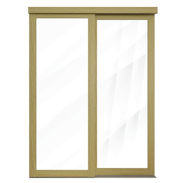 MenCraft 48 x 80-1/2-in White Oak 1-Lite Clear Mirror Sliding Door
