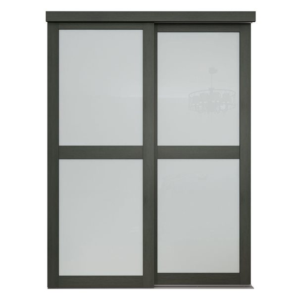 MenCraft 48 x 80-1/2-in Urban Grey 2-Lite Opaque Frosted Glass Sliding Door