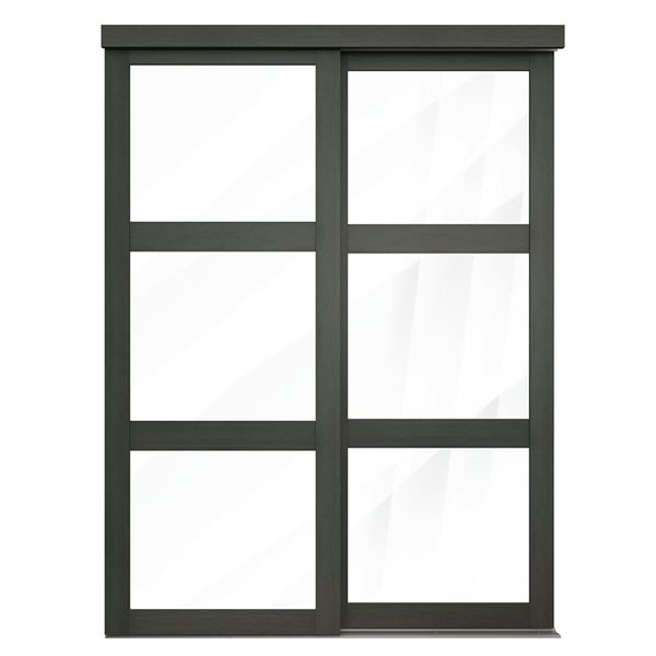 MenCraft 48 x 80-1/2-in Urban Grey 3-Lite Clear Mirror Sliding Door