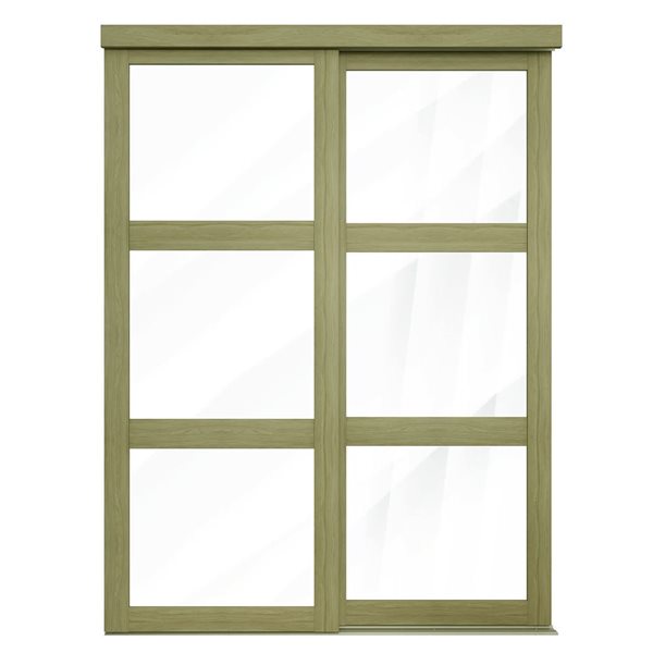 MenCraft 48 x 80-1/2-in Sesame 3-Lite Clear Mirror Sliding Door
