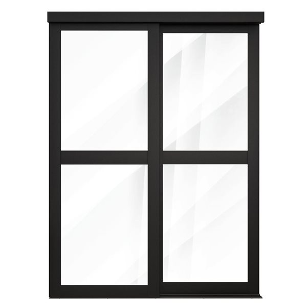MenCraft 48 x 80-1/2-in Black 2-Lite Clear Mirror Sliding Door