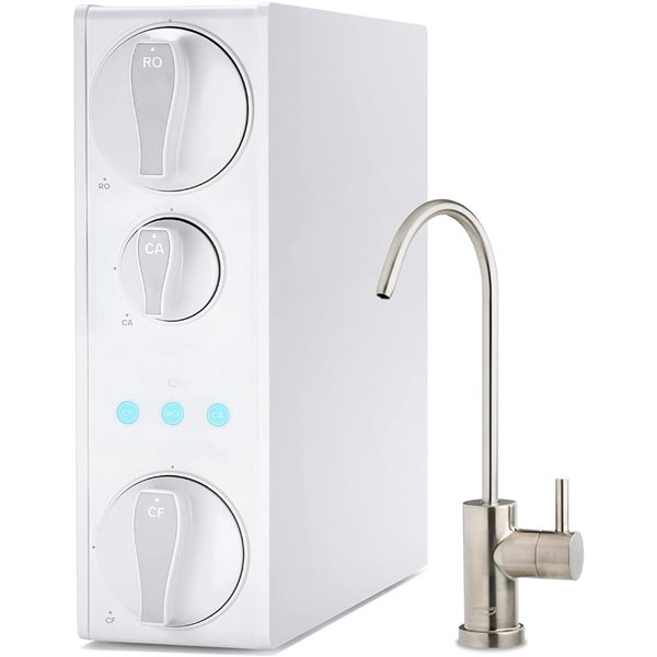 iSpring RO500 Series Reverse Osmosis System 500-GPD Tankless Alkaline 2:1 Pure/Drain Brushed Nickel Faucet