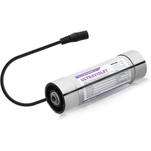 iSpring UV Series LED UV Water Filter Add-on Kit Mercury-Free Stainless Steel for Under Sink Filtration Systems