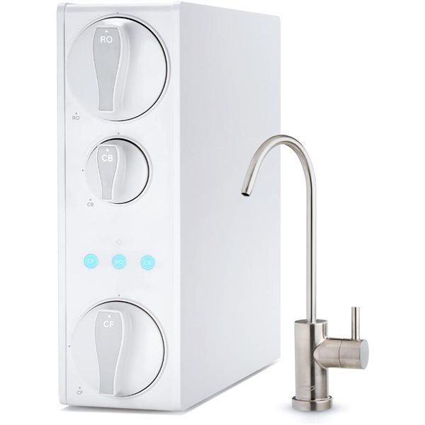 iSpring RO500 Series Tankless 500-GPD Reverse Osmosis System 2:1 Pure/Drain Brushed Nickel Faucet NSF 58