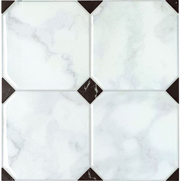 Smart Tiles Betera Blanco 7.75 x 7.75-in Peel and Stick Self-Adhesive Wall Tiles - Black/White - 4-Pack