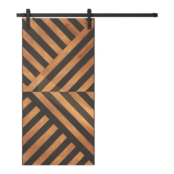 Urban Woodcraft Custom Stained Malibu Sliding Barn Door w/ Hardware Kit 80 x 35-in - Celestia Espresso