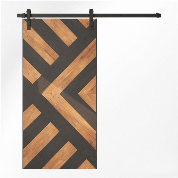 Urban Woodcraft Custom Stained Malibu Sliding Barn Door w/ Hardware Kit 80 x 35-in - Lumina Espresso
