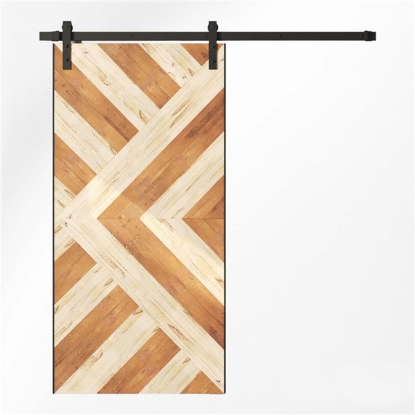 Urban Woodcraft Custom Stained Malibu Sliding Barn Door w/ Hardware Kit 96 x 42-in - Lumina White