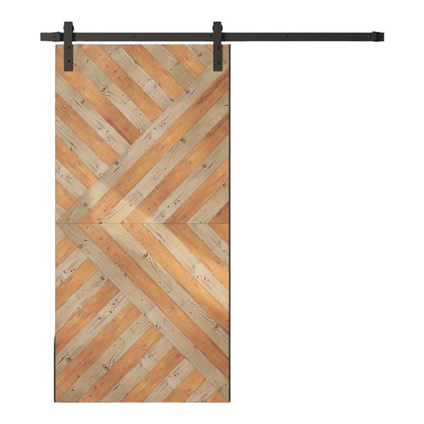 Urban Woodcraft Custom Stained Malibu Sliding Barn Door w/ Hardware Kit 80 x 35-in - Enigma Grey