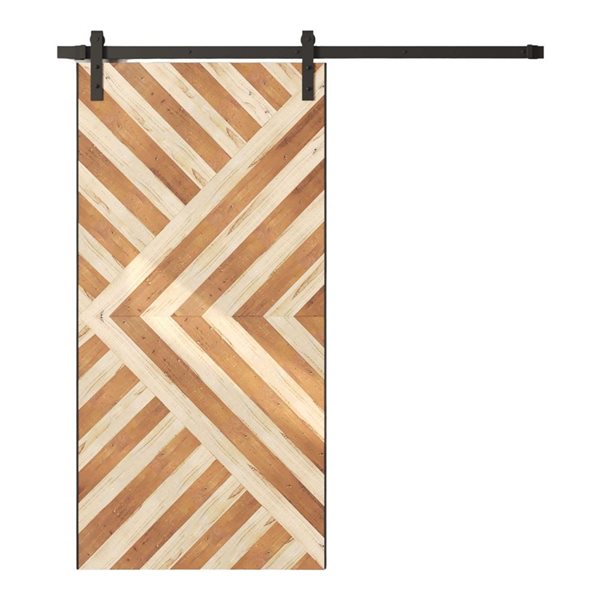 Urban Woodcraft Custom Stained Malibu Sliding Barn Door w/ Hardware Kit 83 x 40-in - Enigma White