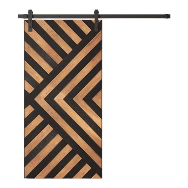 Urban Woodcraft Custom Stained Malibu Sliding Barn Door w/ Hardware Kit 80 x 35-in - Enigma Espresso
