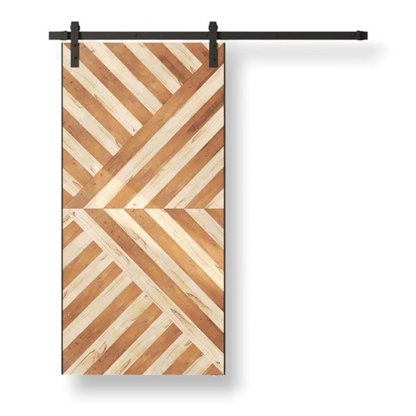 Urban Woodcraft Custom Stained Malibu Sliding Barn Door w/ Hardware Kit 96 x 42-in - Celestia White