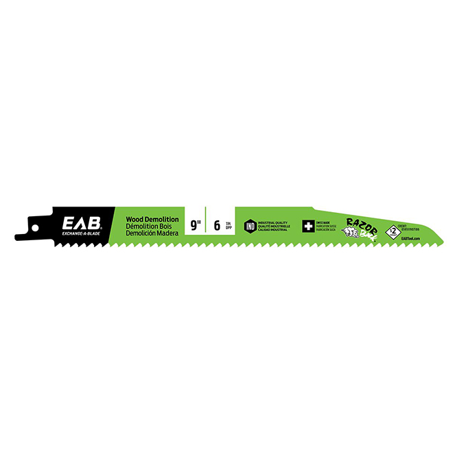 EAB Bi-Metal Reciprocating Saw Blade - High Speed Steel - 9-in L x 6 TPI