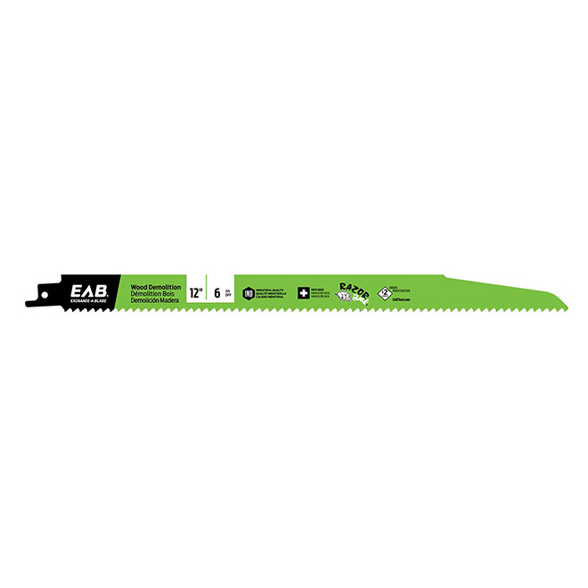 EAB High Speed Steel Demolition Reciprocating Saw Blade - 12-in L - 6 TPI - Bi-metal Teeth