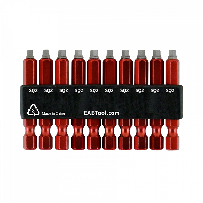 EAB Colour-Coded Screwdriver Bit Clip - Square #2 - 2-in - Pack of 10