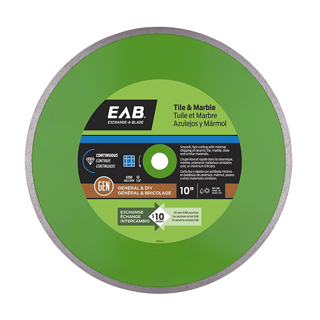 EAB Circular Saw Continuous Diamond Blade - Green Series - Recyclable Exchangeable - 10-in dia