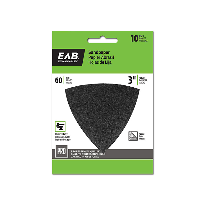 EAB Oscillating Tool Sanding Sheets - Triangular - 60-Grit - 10 Per Pack