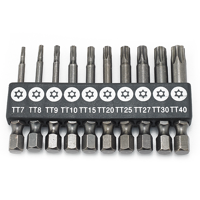 EAB 10-Piece Industrial Torx Screwdriver Bit Set - Recyclable S2 Spring Steel - 1/4-in Hex Shank - 2-in L
