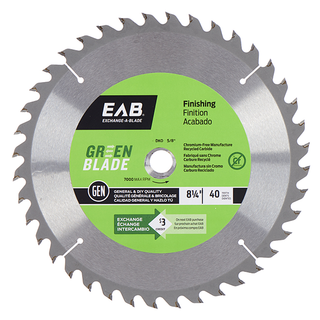 EAB Finishing Saw Blade - Circular Shape - Carbide - Plywood Utilization - 40 Teeth