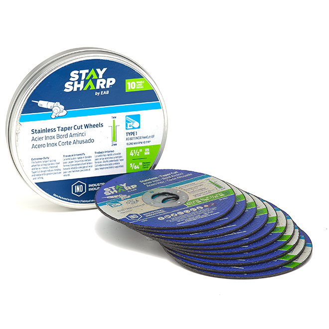 EAB Tool Taper Cut Metal Flat Wheel Industrial Abrasive - Type 1 - 4 1/2" x 5/64" x 7/8" - 10/Pack