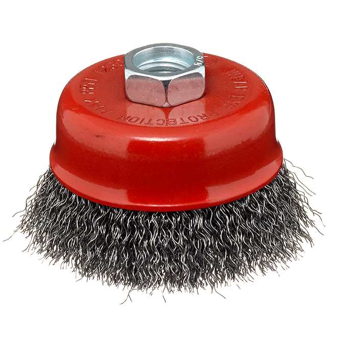 EAB Threaded Arbor Cup Brush - Carbon Steel - Crimped Wire - 1 Per Pack - 3-in Dia