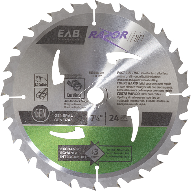 EAB Cross Cutting Blade - Circular Shape - Carbide - Lumber Utilization