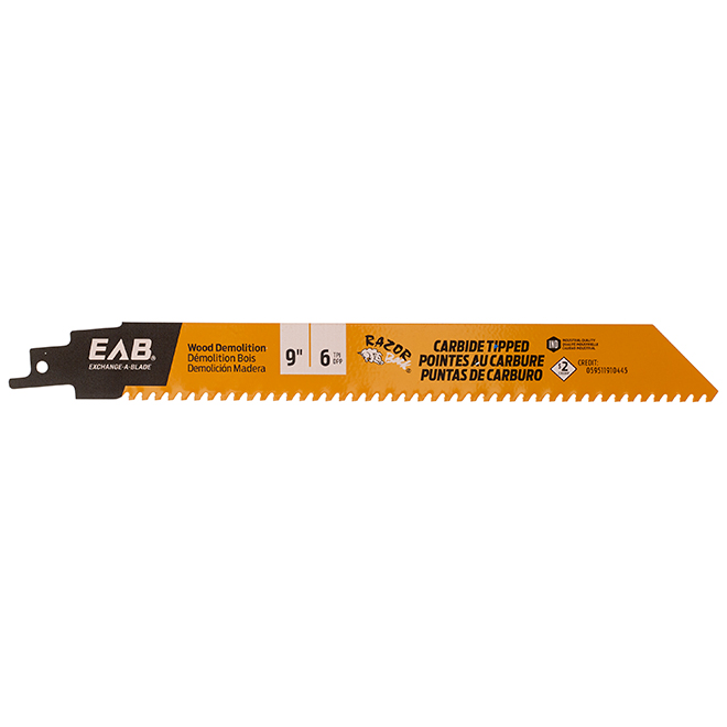EAB Carbide Tip Reciprocating Saw Blade - 9-in L x 6 TPI