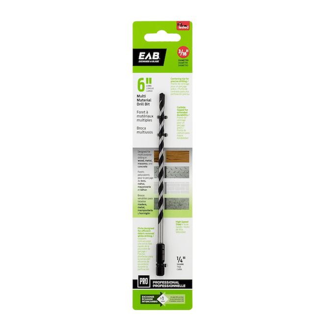 EAB Multi-Material Drill Bit Professional 3/16 x 6-in