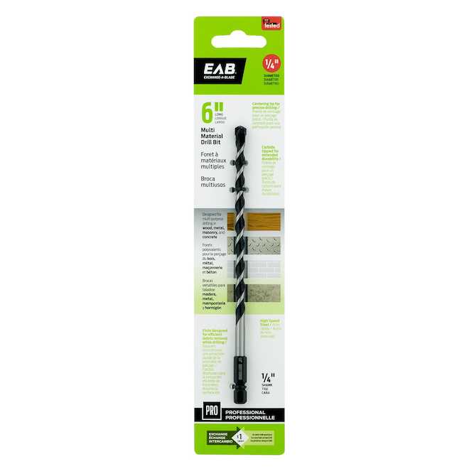 EAB Multi-Material Drill Bit Professional 1/4 x 6-in