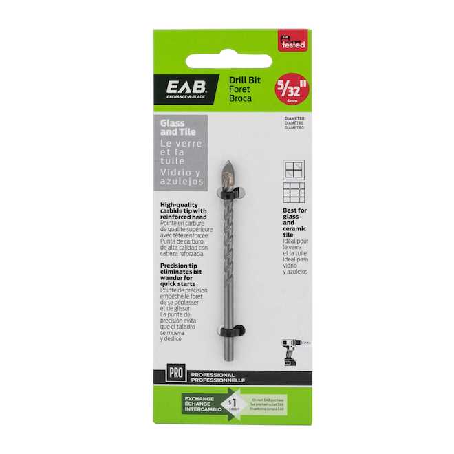 EAB Drill Bit with Carbide Tip for Glass and Tile - 5/32-in
