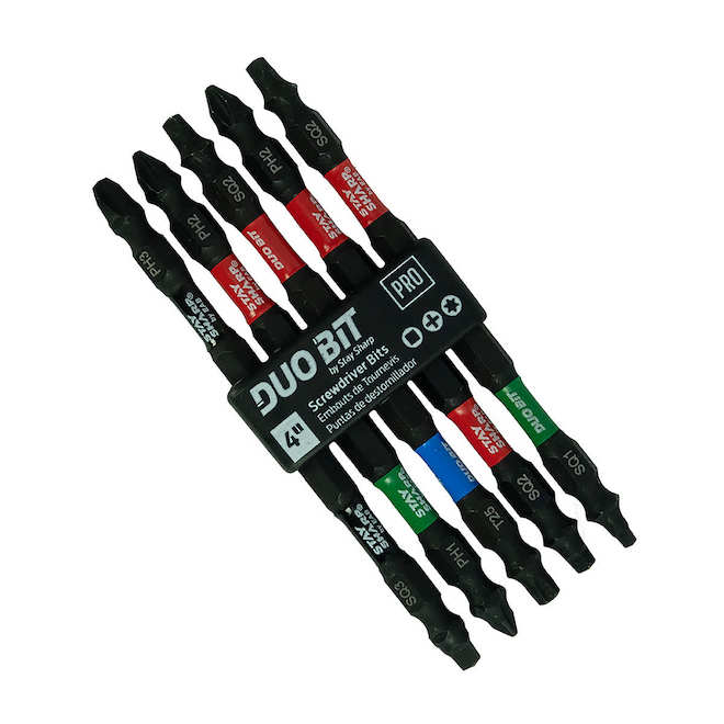 Stay Sharp DUO BIT Screwdriver Bit Set Double-Ended in S2 Steel 4-in - 5-Piece