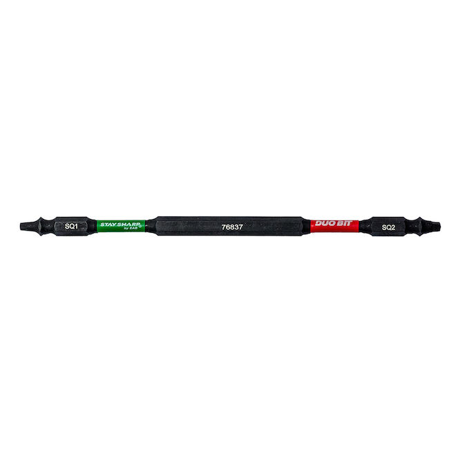 DUO BIT Stay Sharp Screwdriver Bit with Square Double End #1 and #2 - 6-in