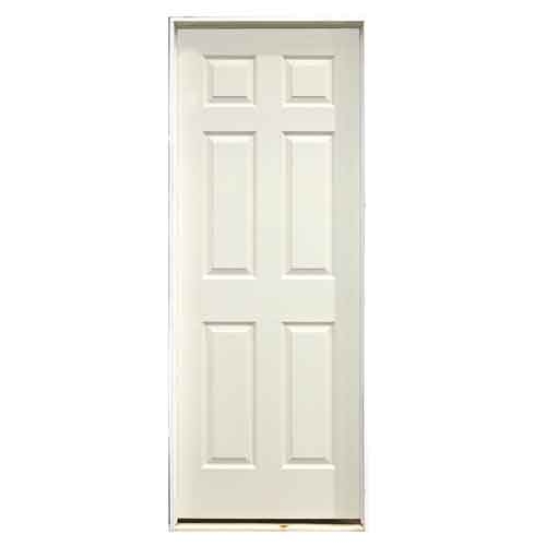 32-in x 80-in 6-Panel Textured Right-Hand Primed Pre-Hung Interior Door