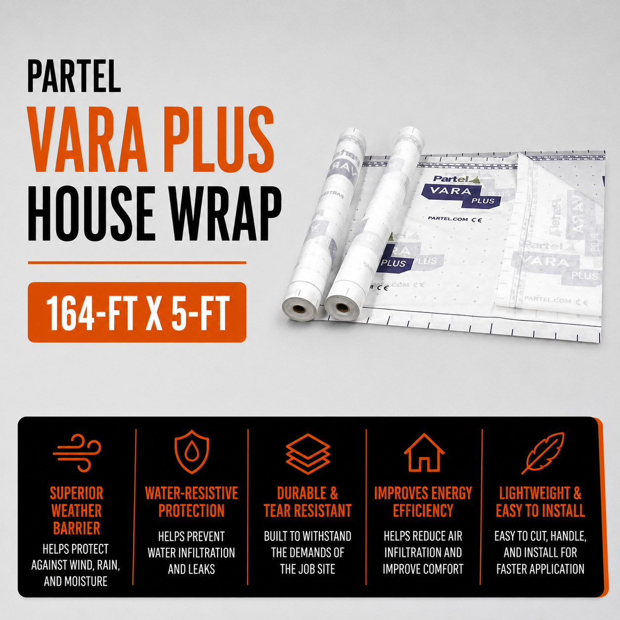 PARTEL Vara Plus House Wrap 164-ft x 5-ft
