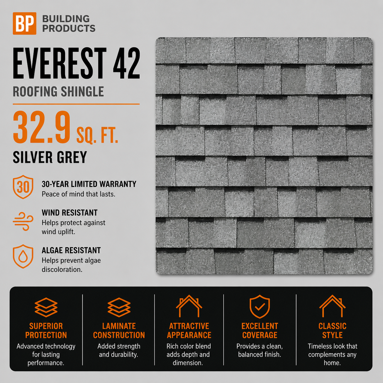 Building Products of Canada Everest 42 Roofing Shingle - 32.9-sq. ft. - Sunset Cedar