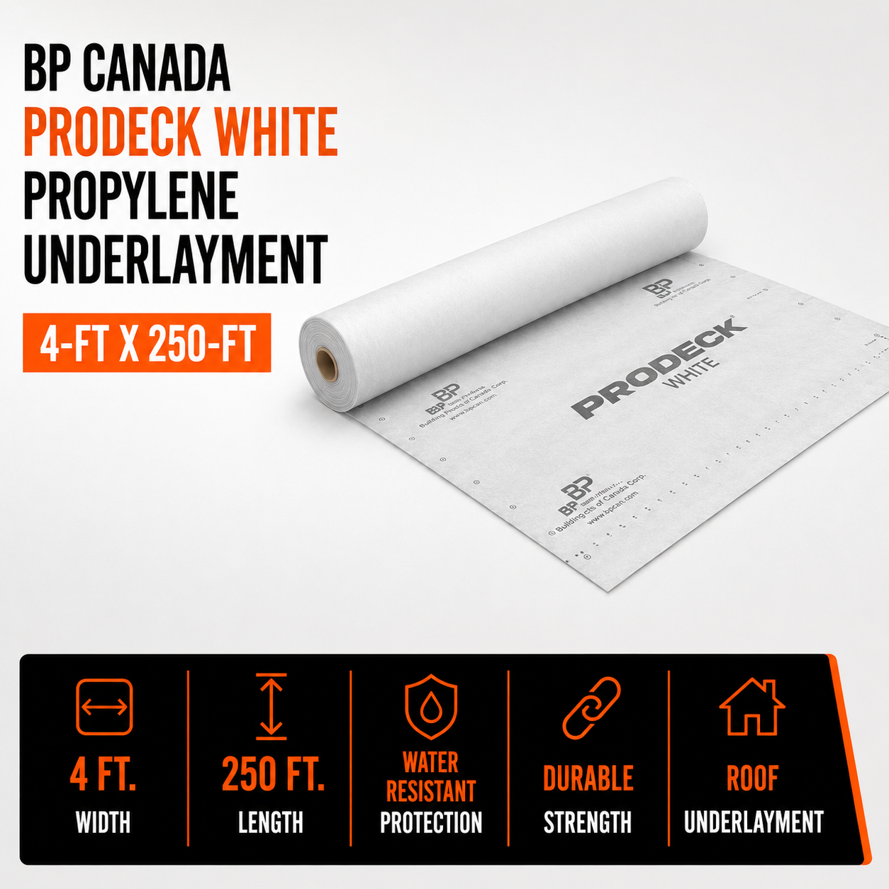 BP Canada Prodeck White Propylene Underlayment 4-ft x 250-ft
