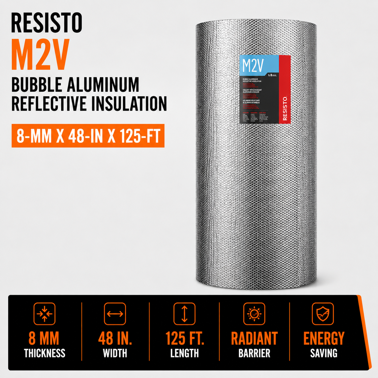 Resisto M2V 8-mm x 48-in x 125-ft Thick Bubble Aluminum Reflective Insulation