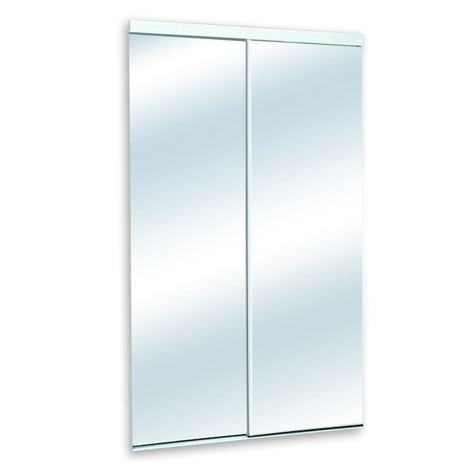 Concept SGA 48-in x 80-in White Panel Miror Sliding Closet Interior Door