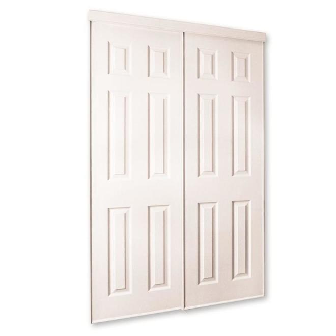 Concept SGA 60-in x 80-in White Hollow Core 6-Panel Sliding Closet Interior Door
